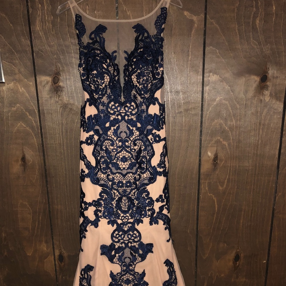 Navy & Sheer Jovani Gown